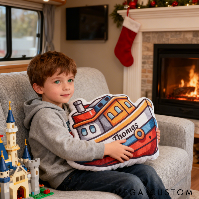 Personalized Fishing Boat Pillow Colorful Nautical Design Custom Name Graphic 3D Print Soft Cushion for Fishing Enthusiasts Home RV and Boat Decor