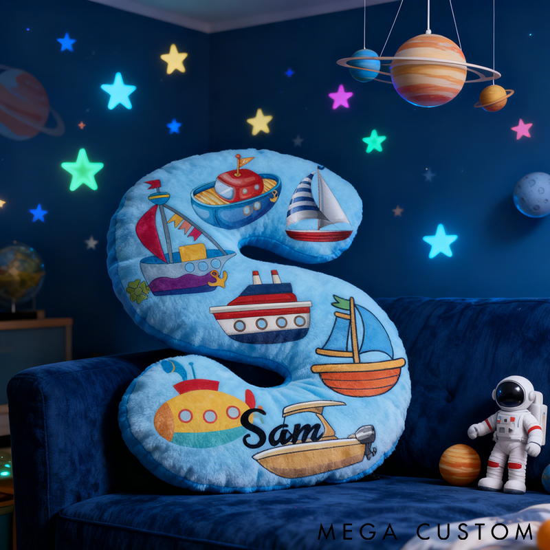 Personalized Fishing Boat Pillow Colorful Nautical Design Graphic 3D Print Soft Cushion for Fishing Enthusiasts Kids Room and Home Decor