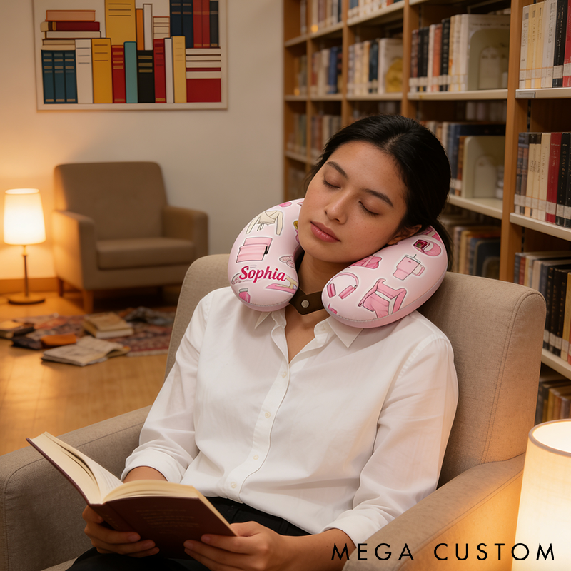 Personalized Yoga Neck Pillow Memory Foam U-Shaped Cushion with Fitness Design Perfect for Relaxation Travel and Yoga Enthusiasts