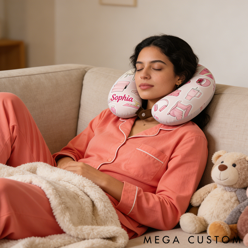 Personalized Yoga Neck Pillow Memory Foam U-Shaped Cushion with Fitness Design Perfect for Relaxation Travel and Yoga Enthusiasts