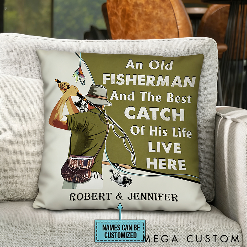 Personalized Fishing Pillow Custom Name Design Perfect Gift for Fishermen and Couples Home Decor for Fishing Enthusiasts
