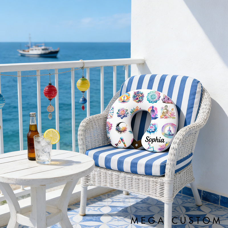 Personalized Yoga Neck Pillow with Mandala Design Comfortable Support for Meditation Travel Relaxation Perfect Yoga Gift