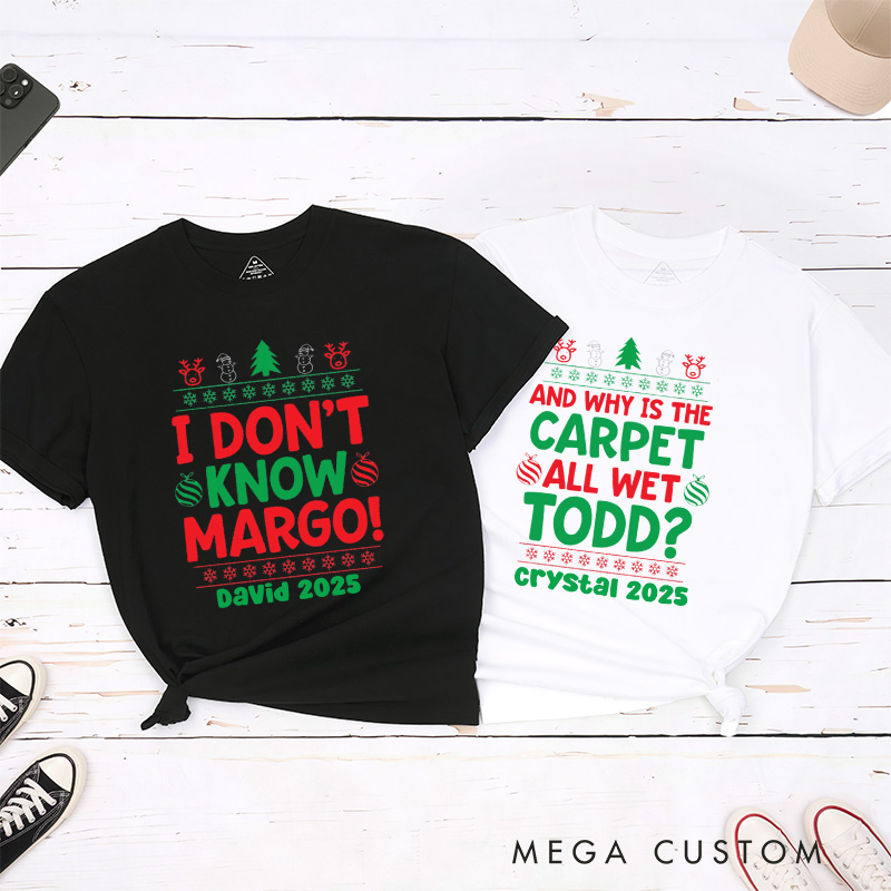 Personalized I Don't Know Funny Matching Classic T-Shirts Christmas Vacation Shirt for Movie Lovers Holiday Christmas Gifts
