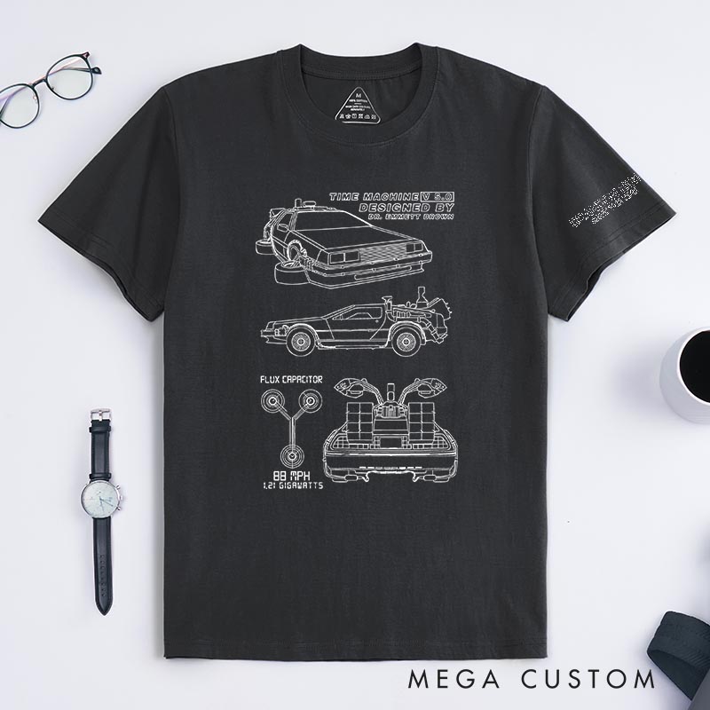 Personalized Time Machine Classic T-Shirts Future Fiction Movie Tshirt Geek Nerdy Movie Shirt