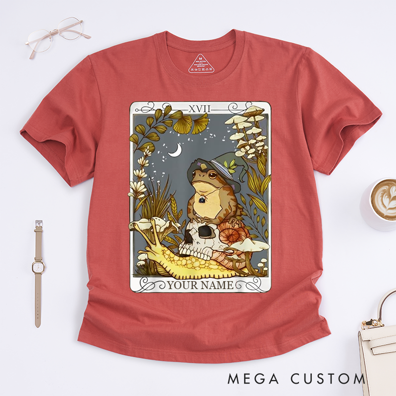 Personalized Tarot Lovers Classic T-Shirts The Frog Tarot Card Unisex T-Shirt Frog Lover Gift Cute Boho Frog T-Shirts