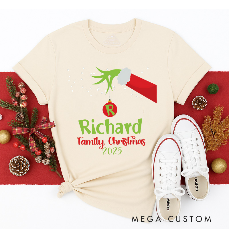 Personalized Classic Christmas Movie Inspired Green Monster Christmas Family Matching Classic T-Shirts Group Tshirts Movie Holiday Shirt