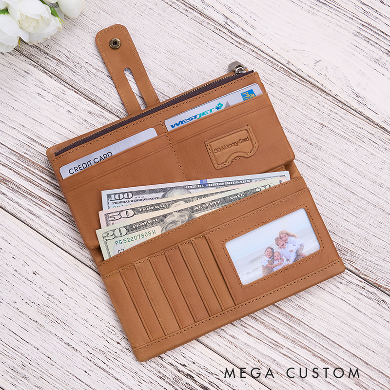 [Copy]Personalized Leather Wallet For Her Birth Flower Wallet with Name Engraved Wallet For Women Leather Purse Birthday Gift For Her Gift For Mother Bridesmaid Gift Christmas Gift