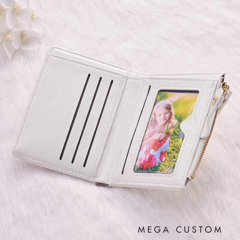 Personalized Leather Wallet for Girl Birth Flower Wallet for Her Purse Wallet Minimalist Wallet Cute wallet Unique Gift for Her Birthday Gifts