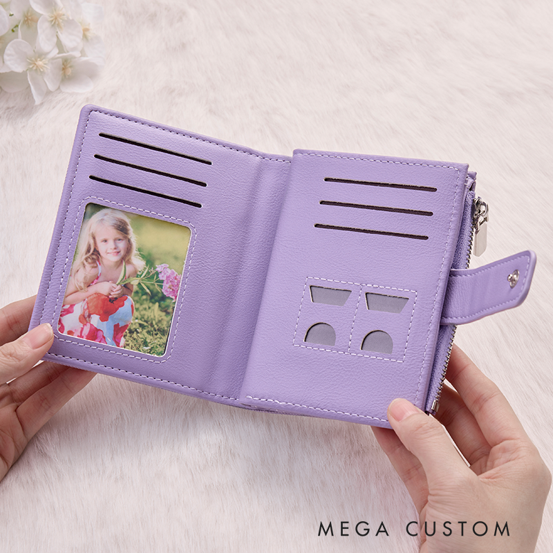 Personalized Leather Wallet for Girl Birth Flower Wallet for Her Zipper Wallet Purse Wallet Cute wallet Women's Purse Unique Gift for Her Birthday Gifts