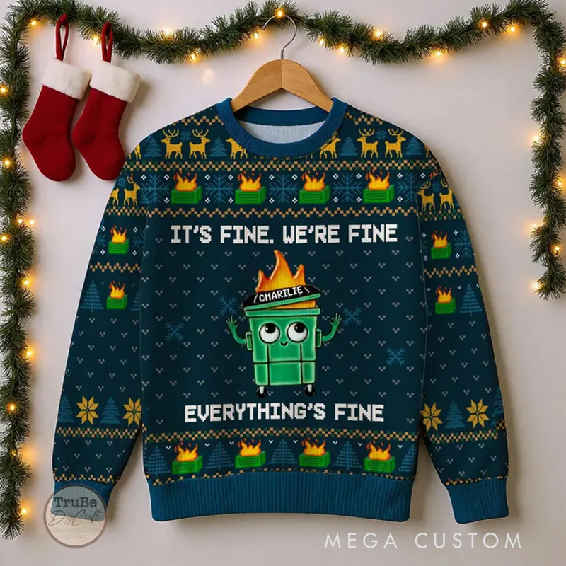 Personalized Christmas Firefighter Ugly Sweater Fireman Xmas Sweater Firefighter Ugly Christmas Sweater Fire Department Sweater For Men