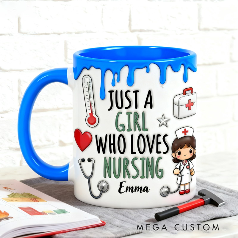 Personalized Nurse Mugs Custom Just a Girl Who Loves Nursing Design Mug Registered Nurse Mug
