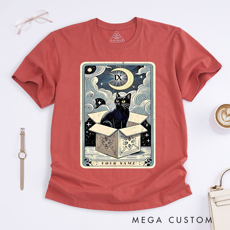 Personalized Tarot Lovers Classic T-Shirts Black Cat  Mystic Moon Tarot The Hermit Classic T-Shirts Gifts for Cat Lovers