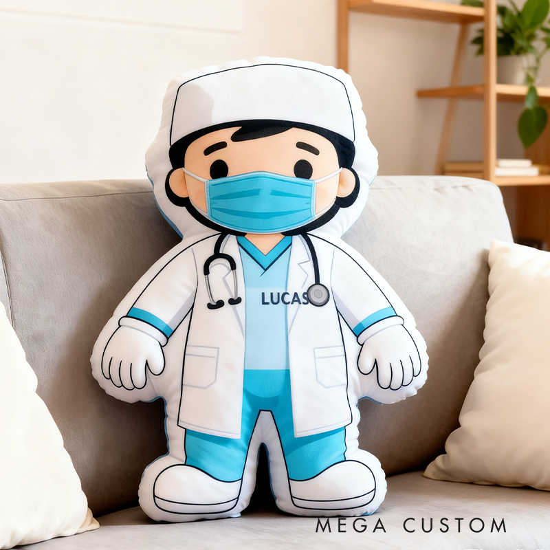 Personalized Cute Doctor Pillow with Custom Name Pillow Doctor Throw Pillow