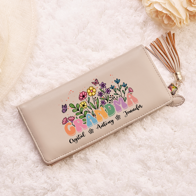 [Copy]Personalized Leather Wallet for Women Birth Flower Leather Wallet Engraved Leather Wallet with Name Women Slim Wallet Clutch Purse Unique Gift for Her Birthday Gifts