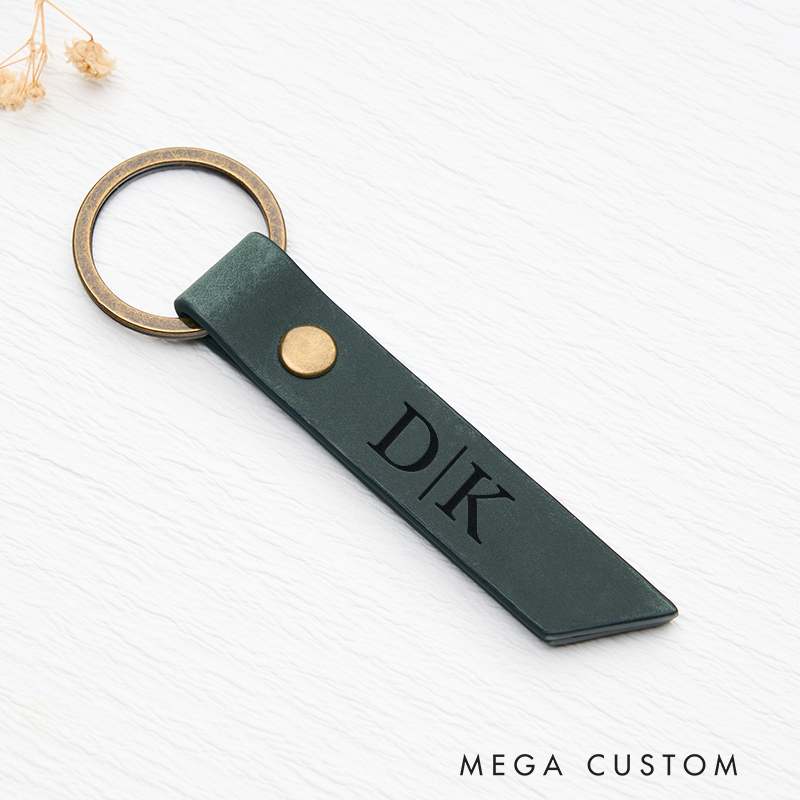 Personalized Leather Keychain for Men Custom Keychain with Name Engraved Leather Key Chain Anniversary Gift for Him Groomsmen Gift Birthday Gift for Dad Boyfriend Husband