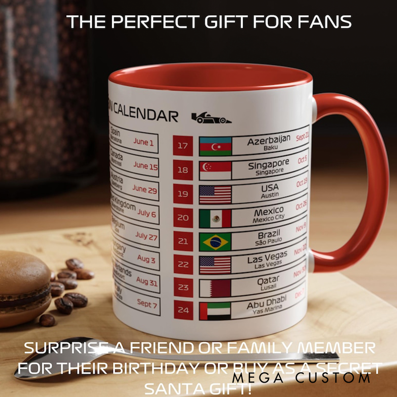 Personalized Formula 2026 Season Calendar Mug Race Car Fan Gift Racing Lover Gift Xmas Gift New Near Gift
