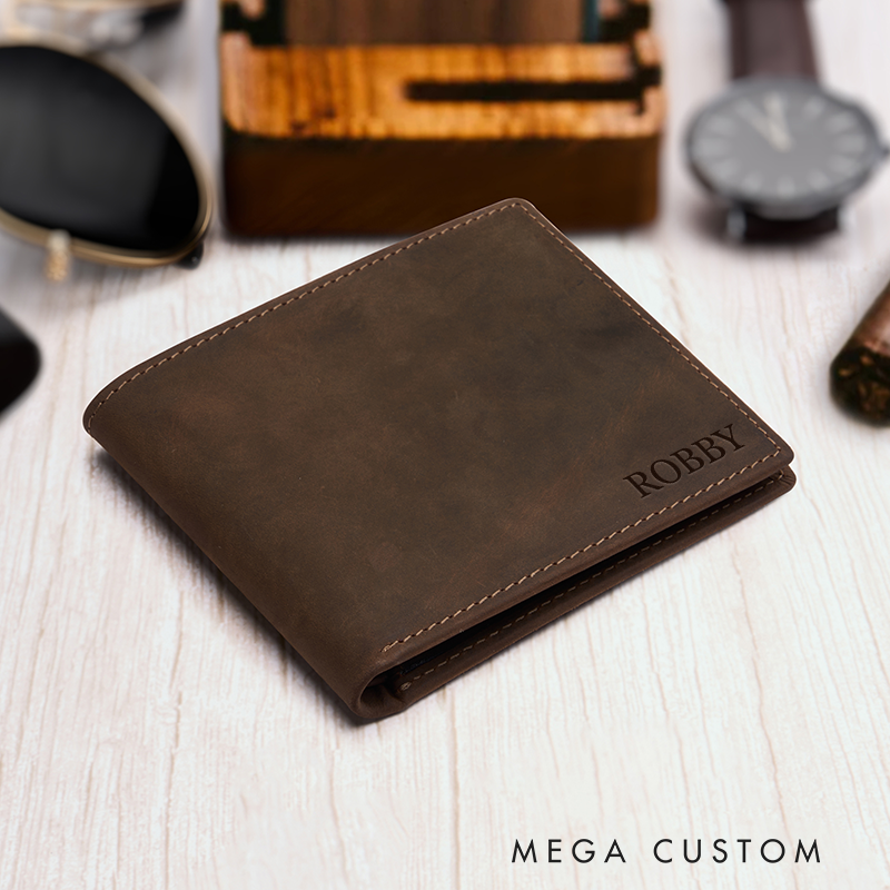 Personalized Leather Wallet Men's Wallet Custom Wallet for him Engraved Wallets with Name Minimalist Wallet Leather Gift For Him Gift for Husband Boyfriend Father