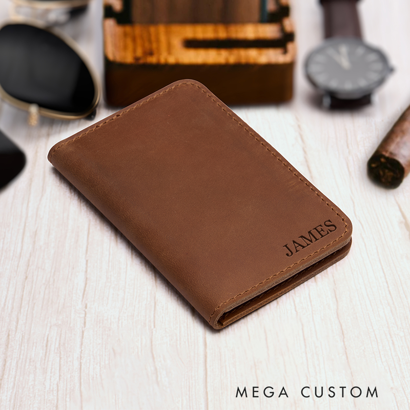 Personalized Leather Wallet Leather Card holder Engraved Mens Wallet Minimalist Wallet Slim Wallet ID Holder Anniversary Gift For Him Birthday Gifts for Boyfriend Dad Husband