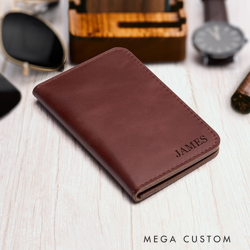 Personalized Leather Wallet Leather Card holder Engraved Mens Wallet Minimalist Wallet Slim Wallet ID Holder Anniversary Gift For Him Birthday Gifts for Boyfriend Dad Husband