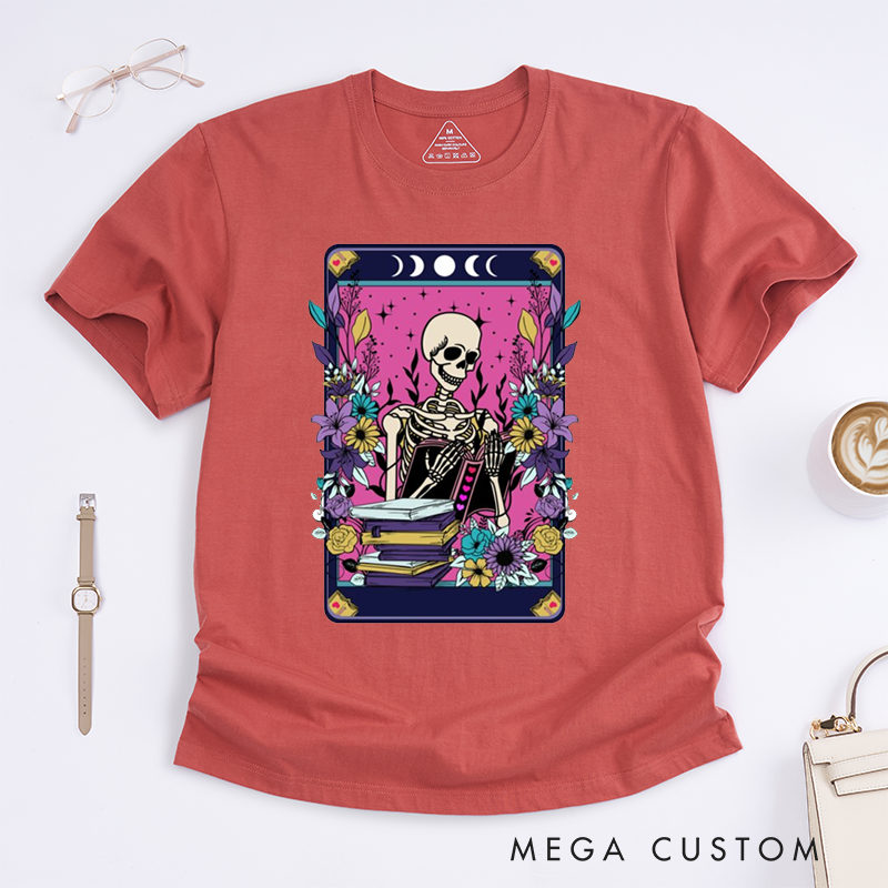 Personalized Tarot Lovers Classic T-Shirts  The Reader Skeleton  Purple Tarot Card  T-shirts Gift for Reader