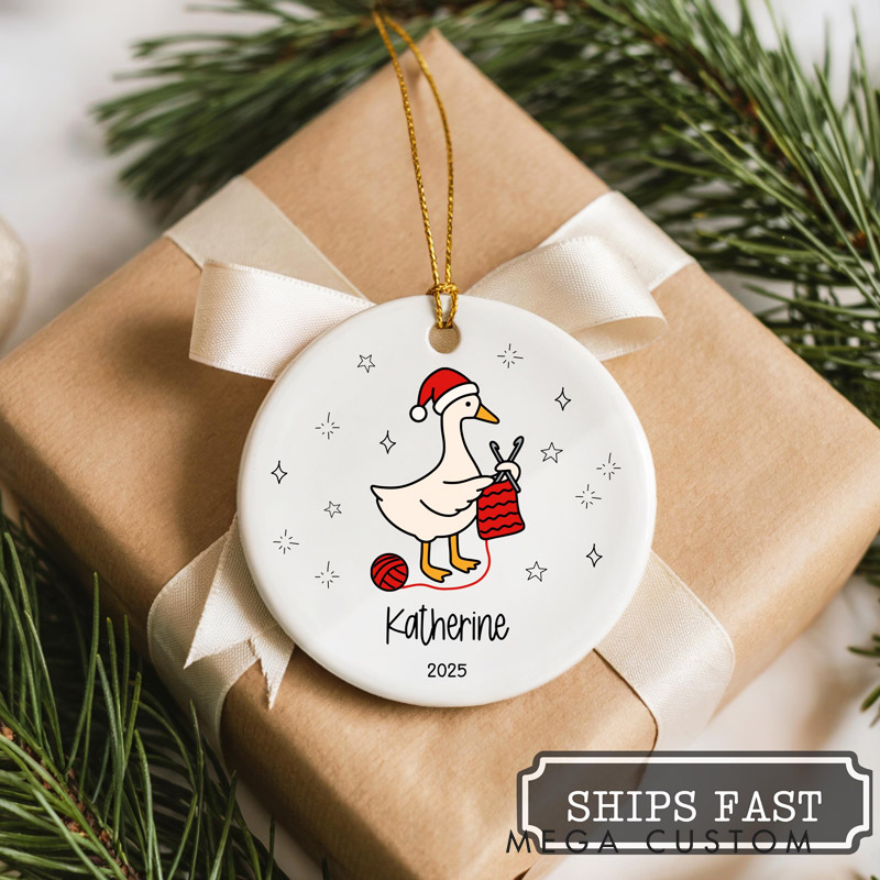 Personalized Crocheter Christmas Ornament Personalized Crochet Ornament 2025 Knitting Ornament Silly Goose Ornament Gift for Crocheter or Knitter Xmas