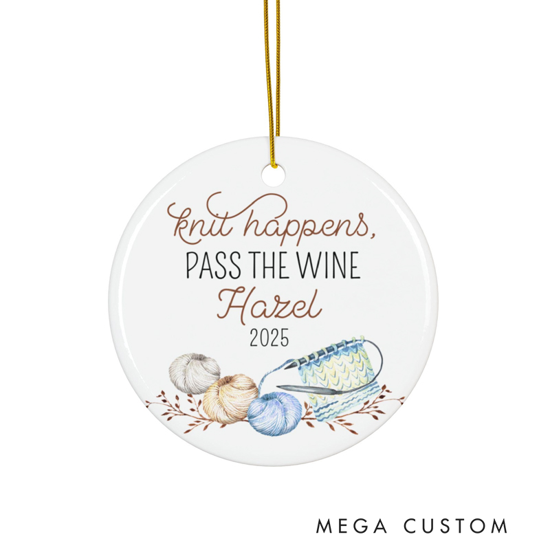Personalized Knitting Inspired Christmas Gift Ornament for Mom