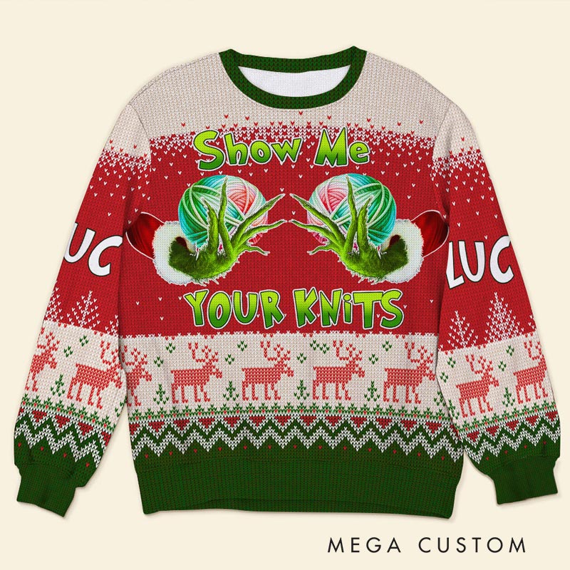 Personalizeds Ugly Sweater Gifts For Knitting Lover Show Me Your Knits