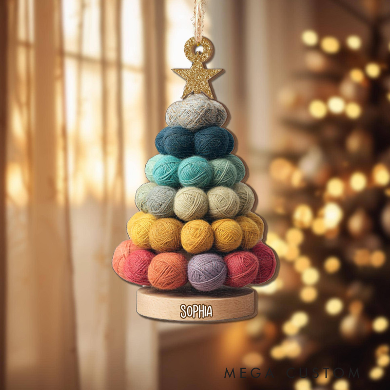 Personalized Yarn Ball Christmas Ornament Knitting Tree Decoration