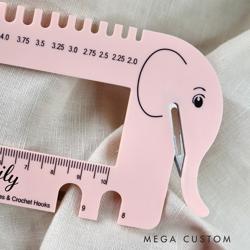 Personalized Knitting Elephant Sheep Needle Gauge Gift for Knitting Lovers