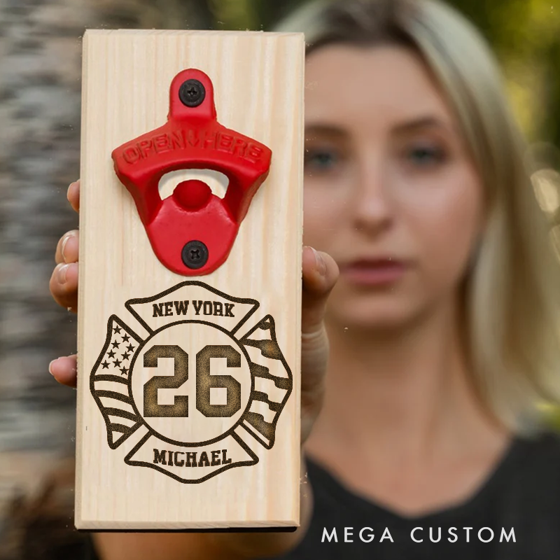 Personalized Firefighter Bottle Opener Custom Fireman Gift Fireman Gift for Dad