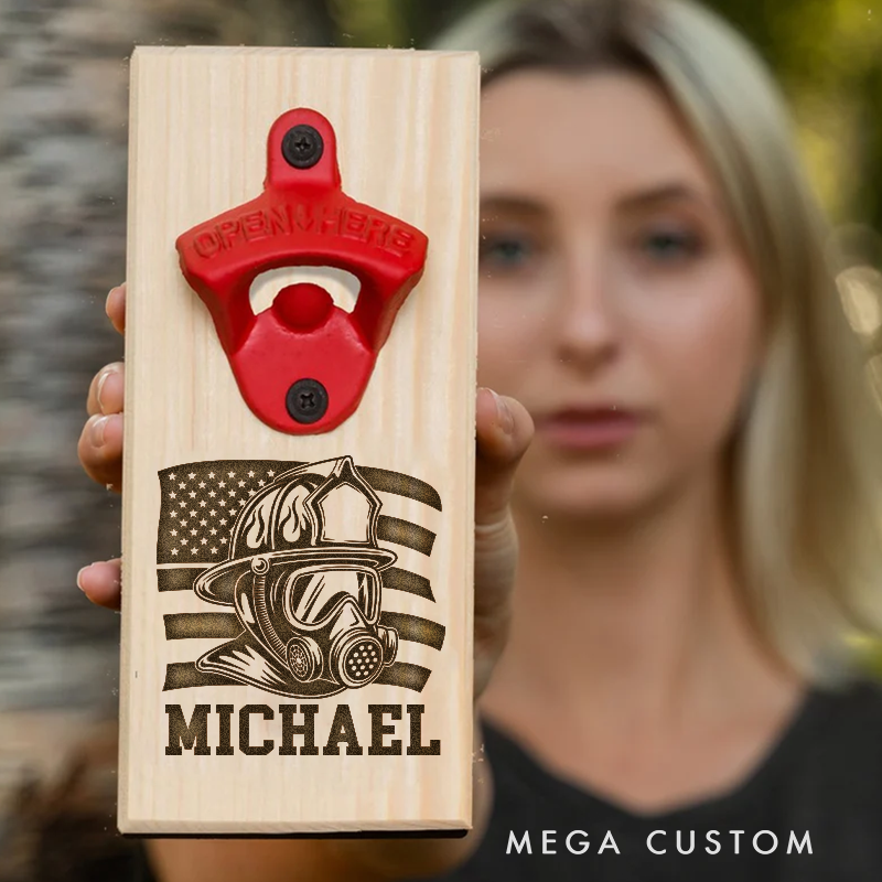 Personalized Firefighter Bottle Opener Custom Fireman Gift Fireman Gift for Dad