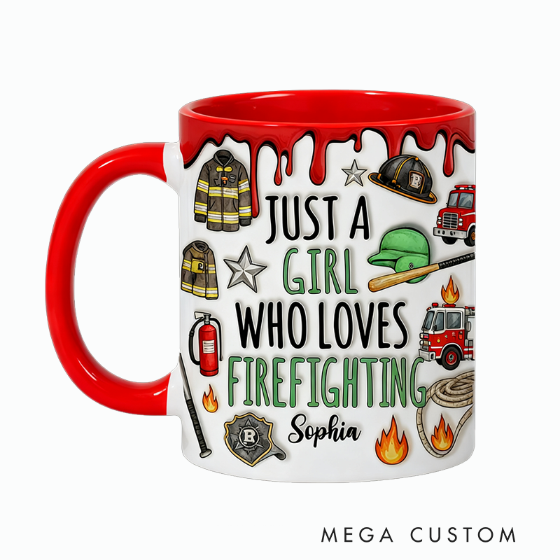 Personalized Firefighter Mugs Custom Firefighting Themed Mug for Girls