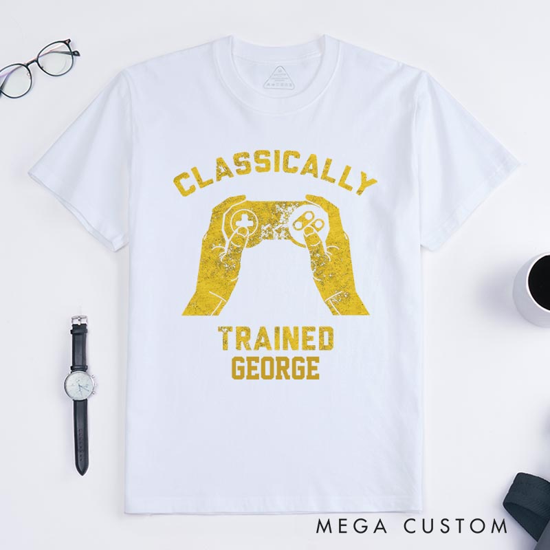 Personalized Classically Trained Game Classic T-Shirts Video Game Tshirt Geek Gaming Nerd Shirt