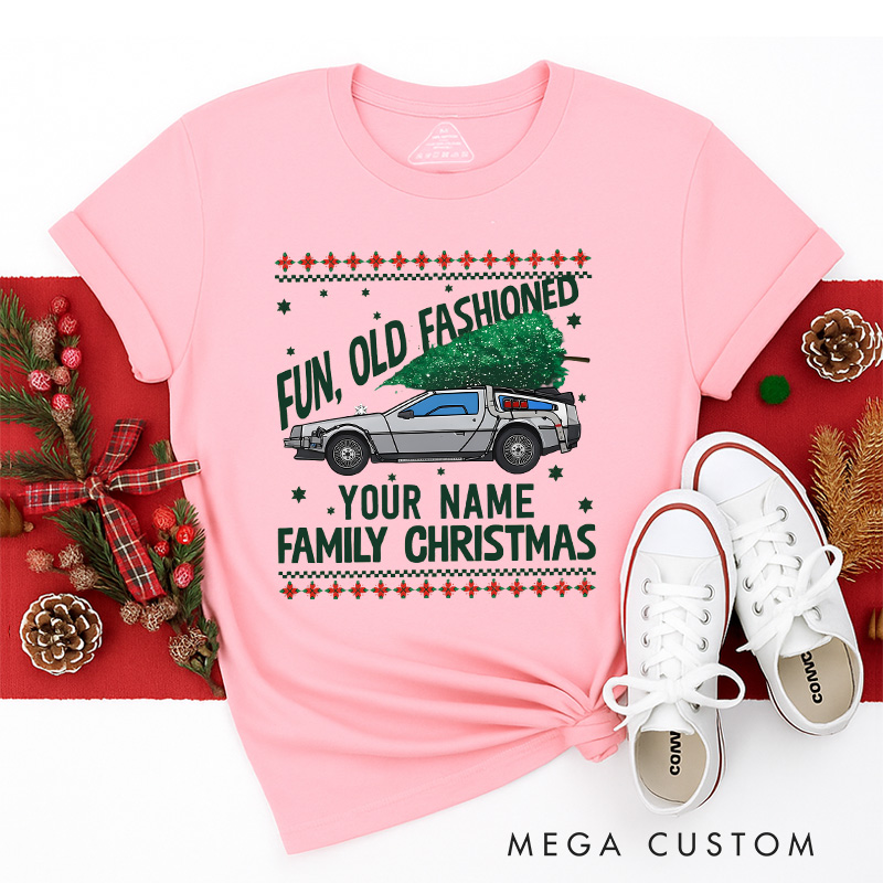 Personalized Future Backward Inspired Fun Old Fashioned Christmas Family Matching Classic T-Shirts Group Tshirts Movie Holiday Shirt