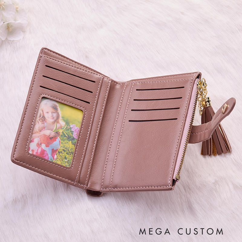 Personalized Leather Wallet with Tassel Custom Leather Wallet for Her Name Pause Leather Wallet With Zipper Purse Wallet Unique Gift for Her Birthday Gifts