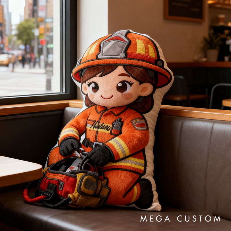 Personalized Firefighter Plush Pillow Custom Name Graphic 3D Print Pillow Xmas Gift