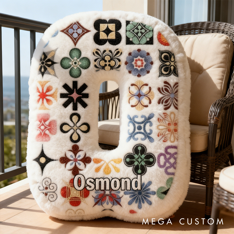 Personalized Floral Initial Pillow Custom Name Graphic 3D Print Pillow Xmas Gift