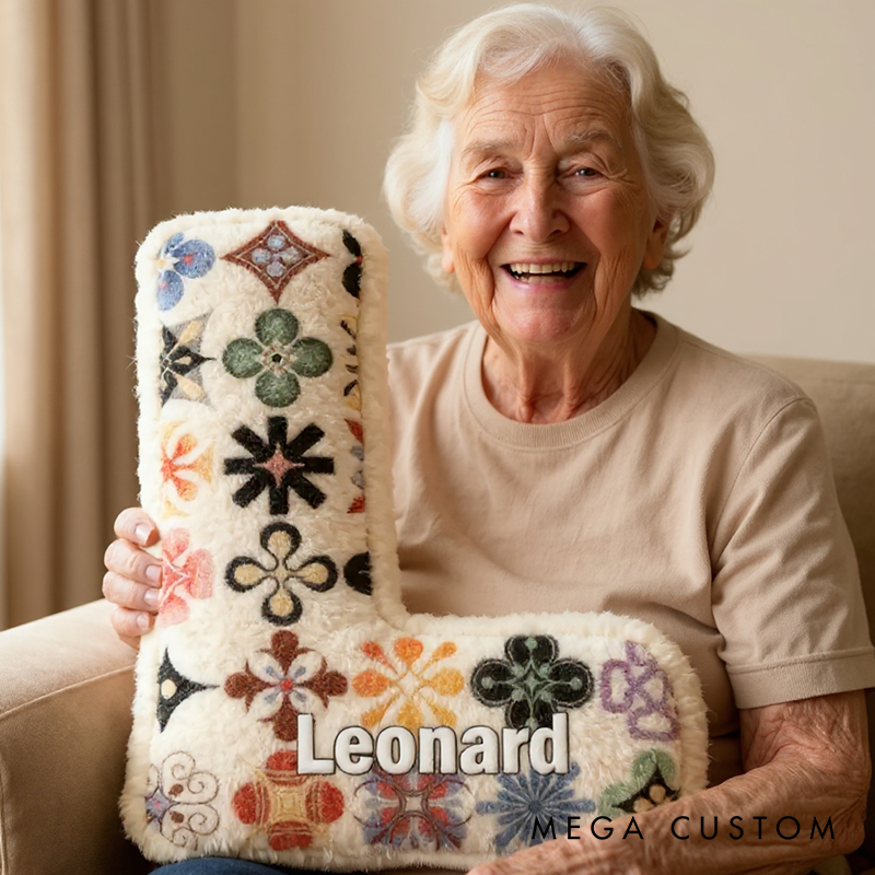 Personalized Floral Initial Pillow Custom Name Graphic 3D Print Pillow Xmas Gift