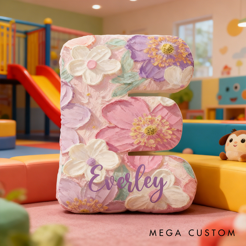 Personalized Floral Plush Pillow Custom Name Graphic 3D Print Pillow Appreciation Gift