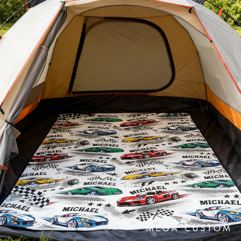 Personalized Race Car Blanket Custom Name Race Car Throw Blanket Xmas Gift