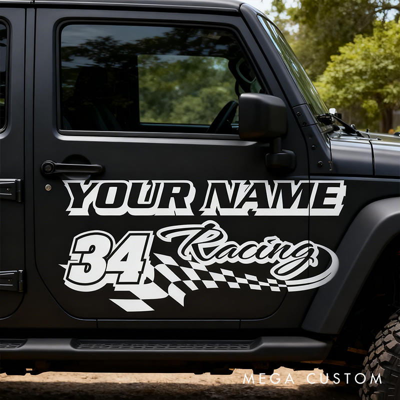 Personalized Racing Decal Sticker Custom Text Racing Car Decal Sticker Xmas Gift