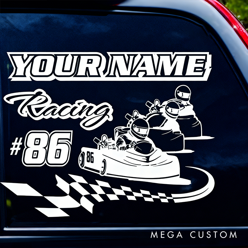 Personalized Racing Decal Sticker Custom Text Racing Car Decal Sticker Go Kart Racing Decal Xmas Gift