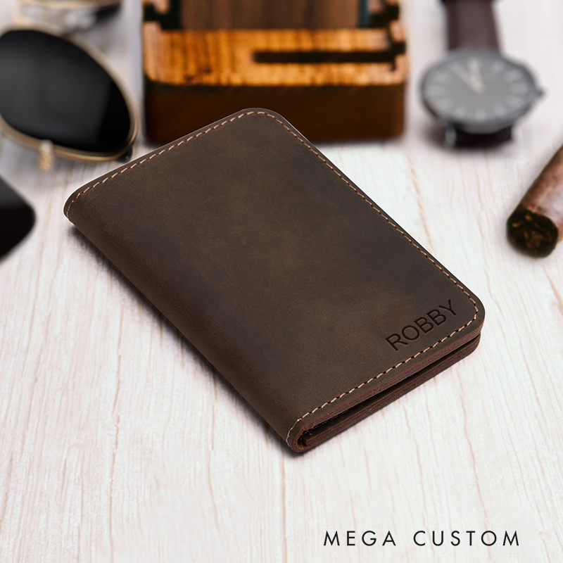 Personalized Leather Wallet Leather Card holder Engraved Mens Wallet Minimalist Wallet Slim Wallet ID Holder Anniversary Gift For Him Birthday Gifts for Boyfriend Dad Husband