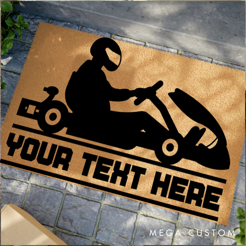 Personalized Go-Kart Door Mat for Racing Enthusiasts Funny Unique Welcome Mat