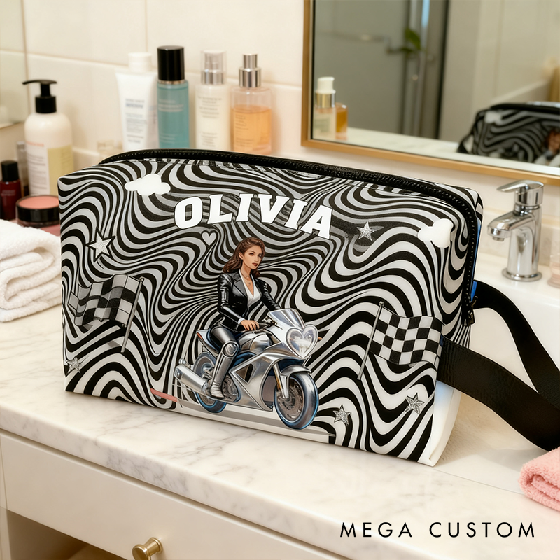 Personalized Race Car Cosmetic Pouch Custom Travel Beauty Bag The Ultimate Race Themed Makeup Organizer