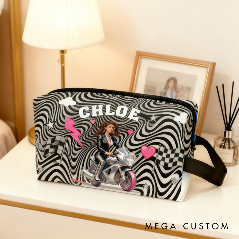 Personalized Race Car Cosmetic Pouch Custom Travel Beauty Bag The Ultimate Race Themed Makeup Organizer