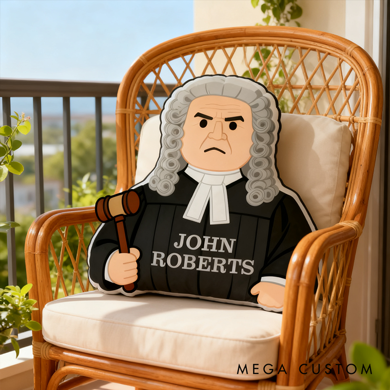 Personalized John Roberts Judge Shaped Pillow Custom Name Legal Themed Cushion