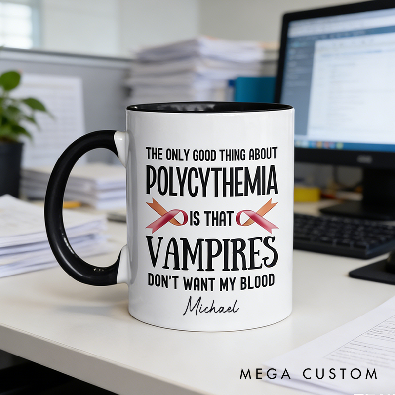 Personalized Polycythemia Vera Mug Funny Polycythemia Blood Cancer Joke Coffee Cup Polycythemia Awareness Warriors Mug