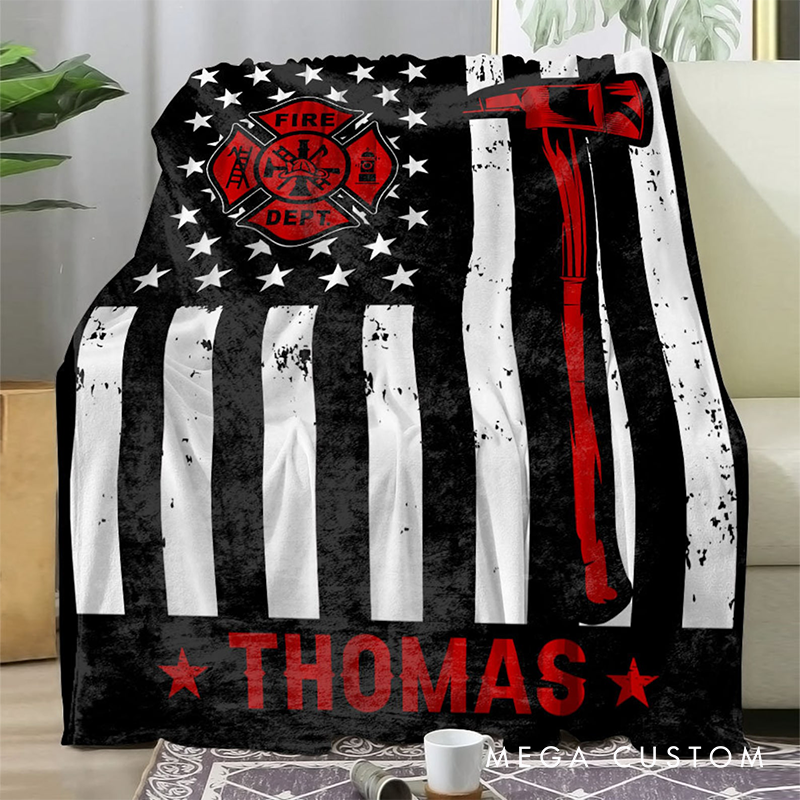 Personalized Firefighter Blanket Us Flag Blanket Custom Firefighter Academy Gift for Him Fireman Blanket Firefighter Life