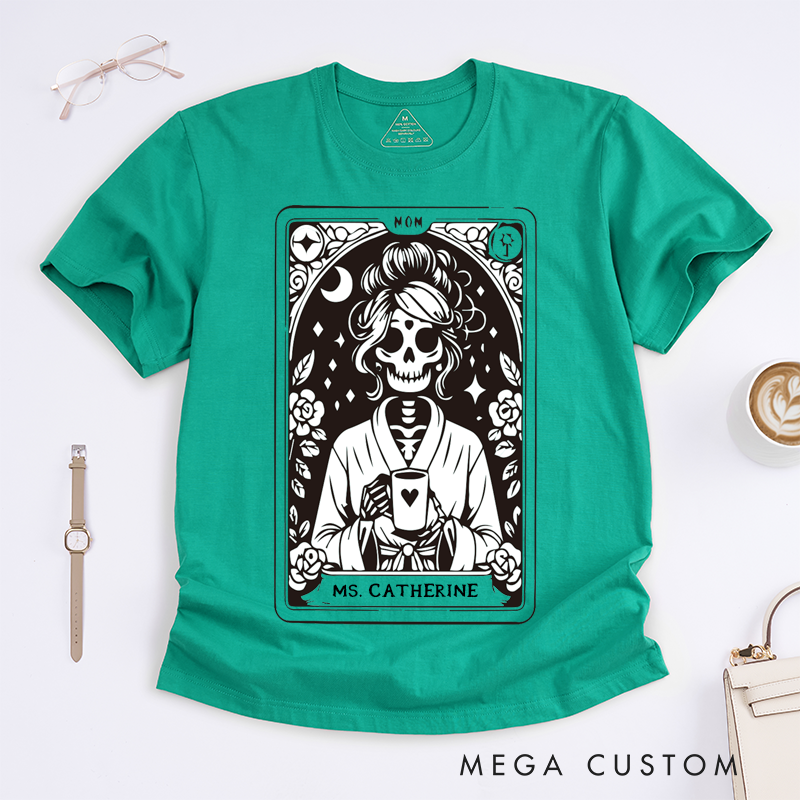 Personalized Tarot Lovers Classic T-Shirts The Mom Skeleton Tarot Card T-shirt Witchy Vibes Mother's Day Gift Shirt Vintage Style
